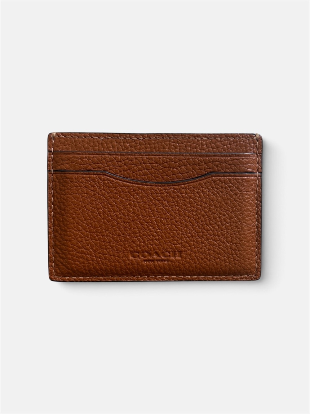 Coach Brown Pebbled Leather Slim Card Holder